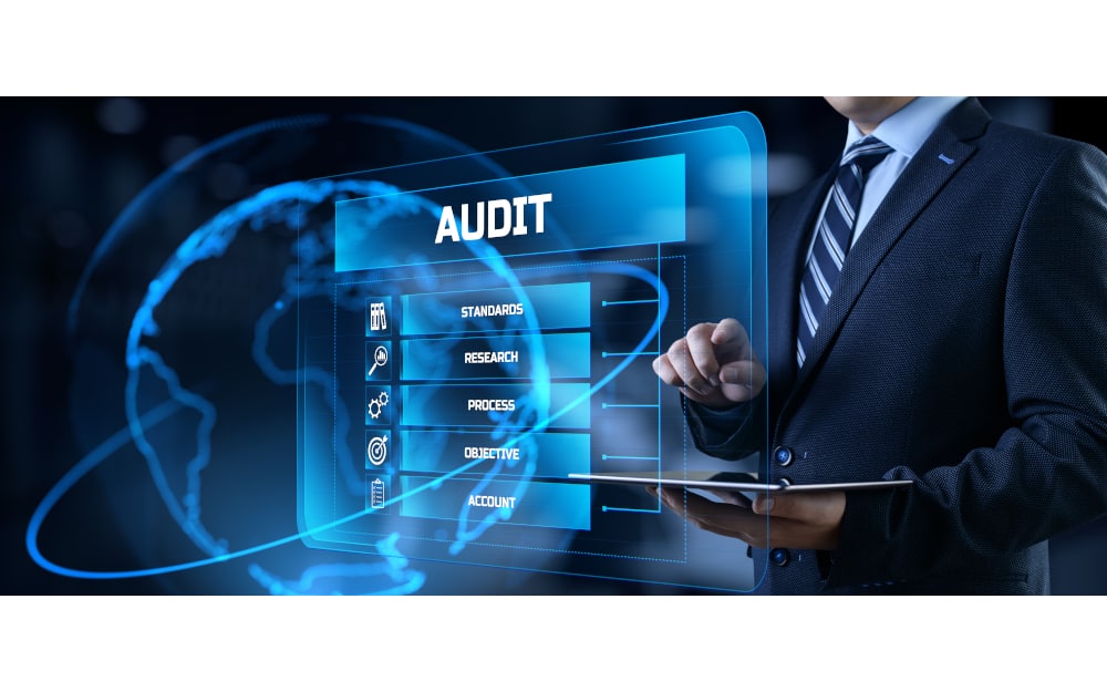 Audit Auditor Financial service compliance concept on screen
