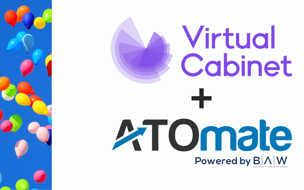 logos of virtual cabinet and atomate