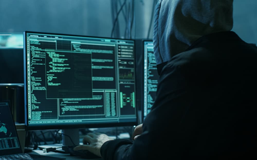 hooden man seems like hacking a computer